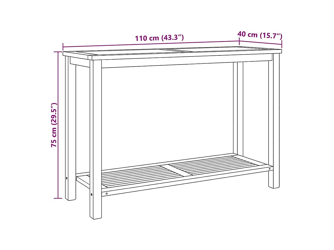 Table basse Marron 110 x 40 x 45 cm Bois de teck solide