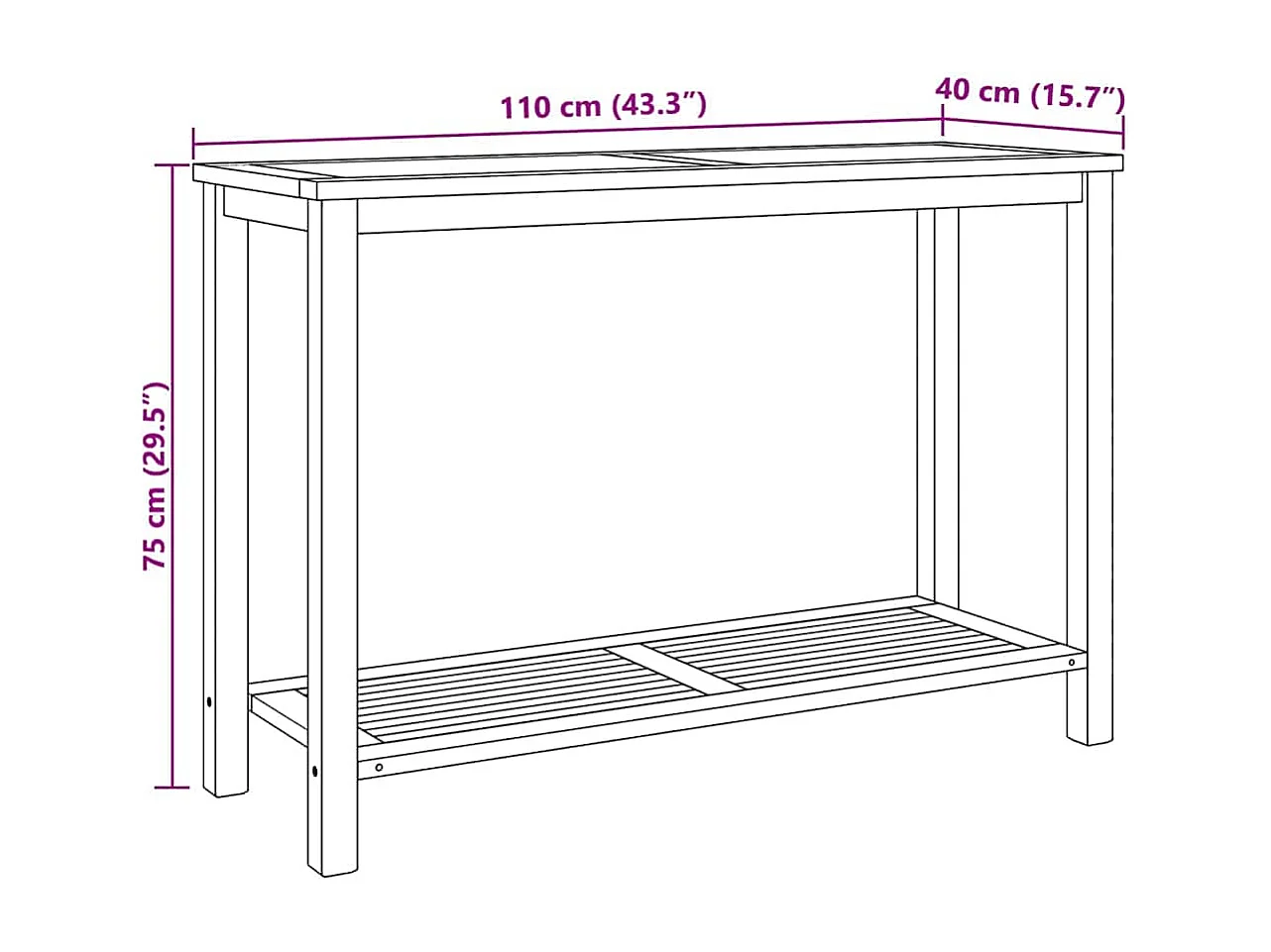 Table basse Marron 110 x 40 x 45 cm Bois de teck solide