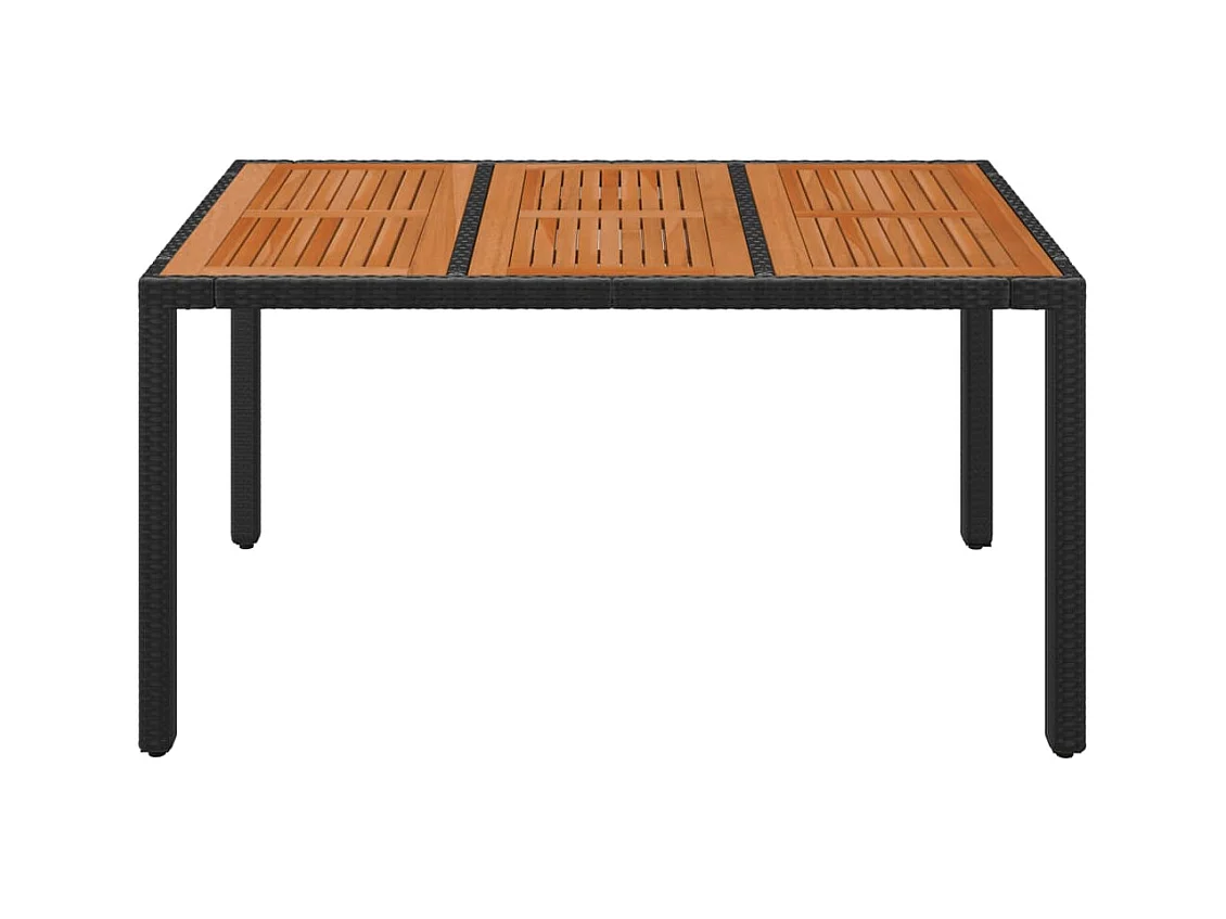 Table de jardin dessus en bois Noir 150x90x75 cm Résine tressée