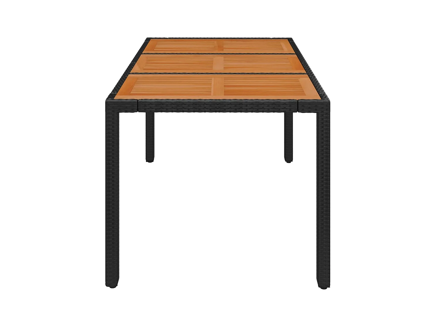 Table de jardin dessus en bois Noir 150x90x75 cm Résine tressée
