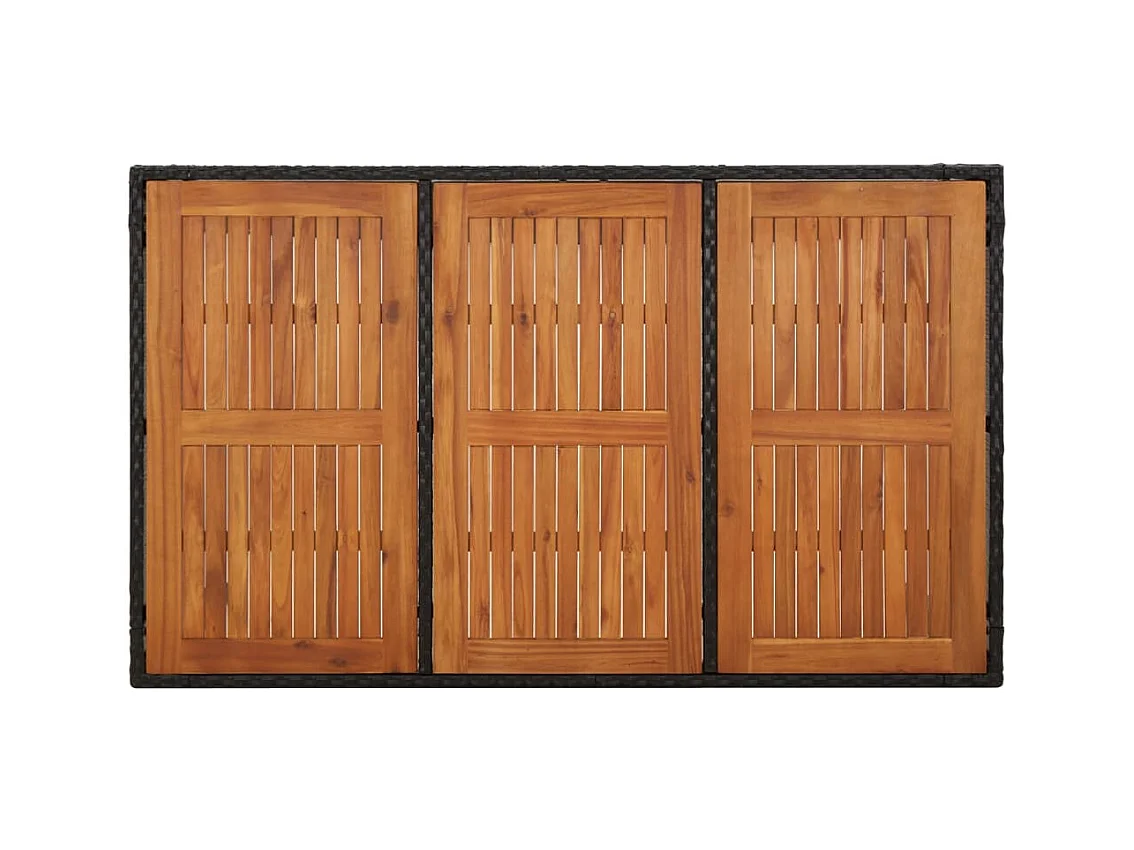 Table de jardin dessus en bois Noir 150x90x75 cm Résine tressée