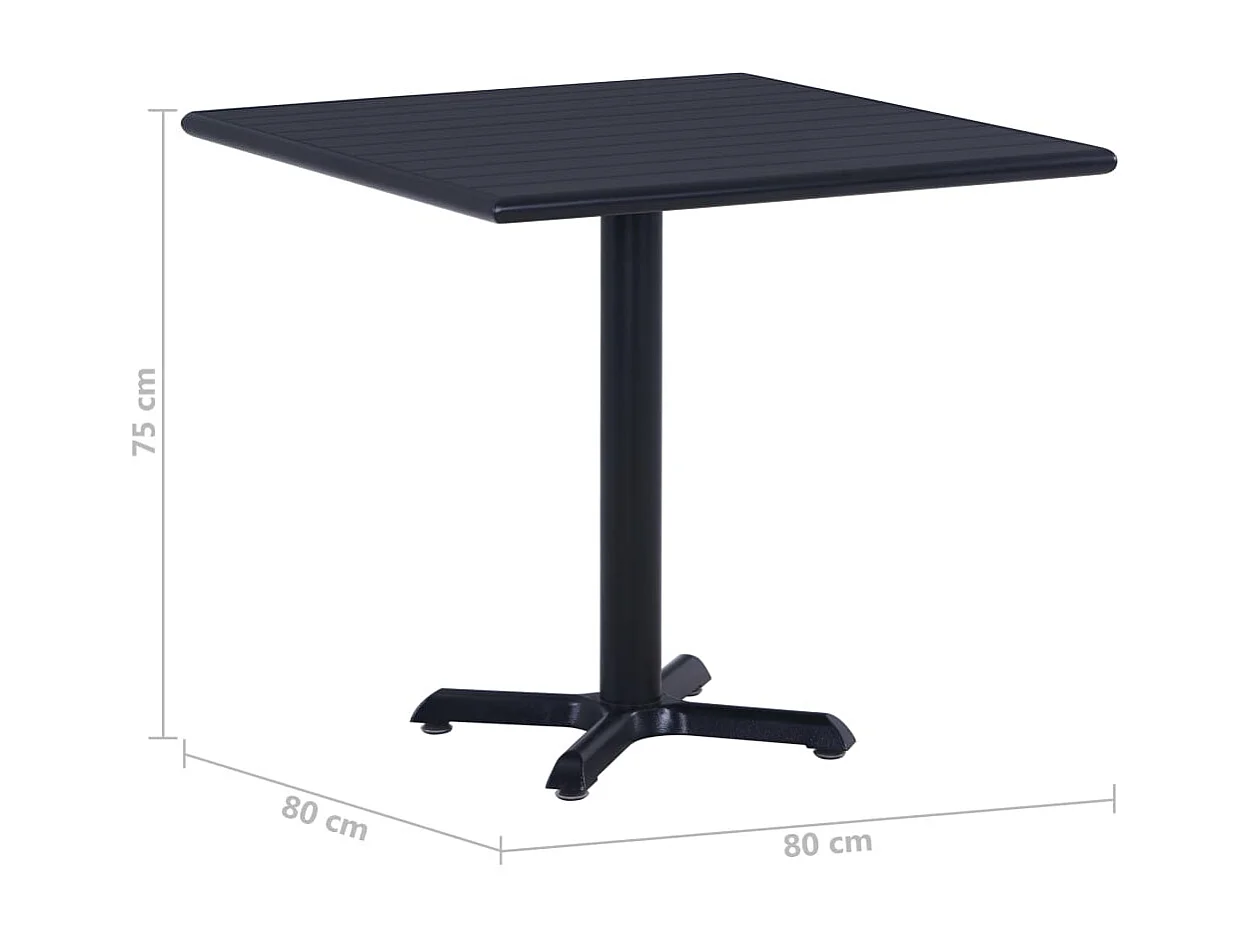 Zwarte tuintafel 80x80x75 cm