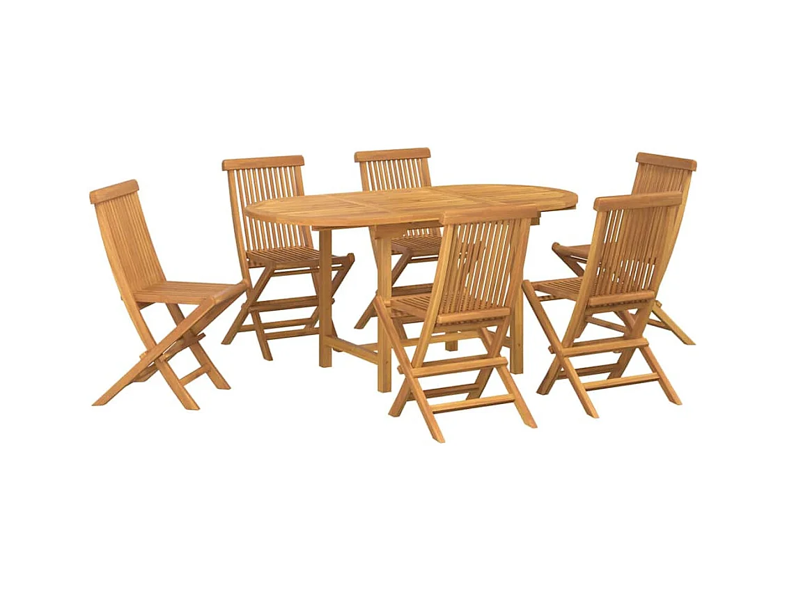 Ensemble de salle à manger pour jardin 7 pcs Marron