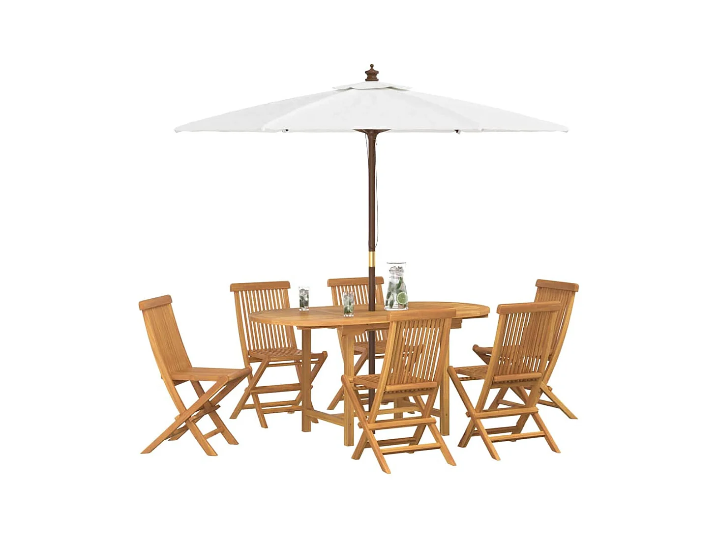 Ensemble de salle à manger pour jardin 7 pcs Marron