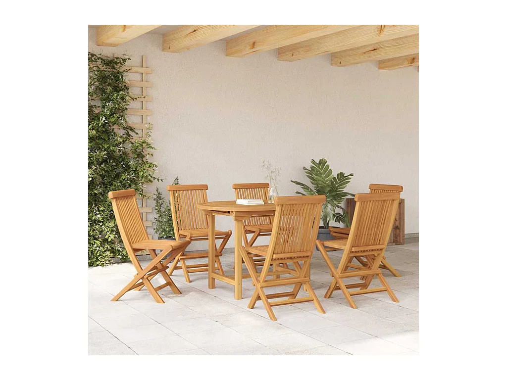 Ensemble de salle à manger pour jardin 7 pcs Marron