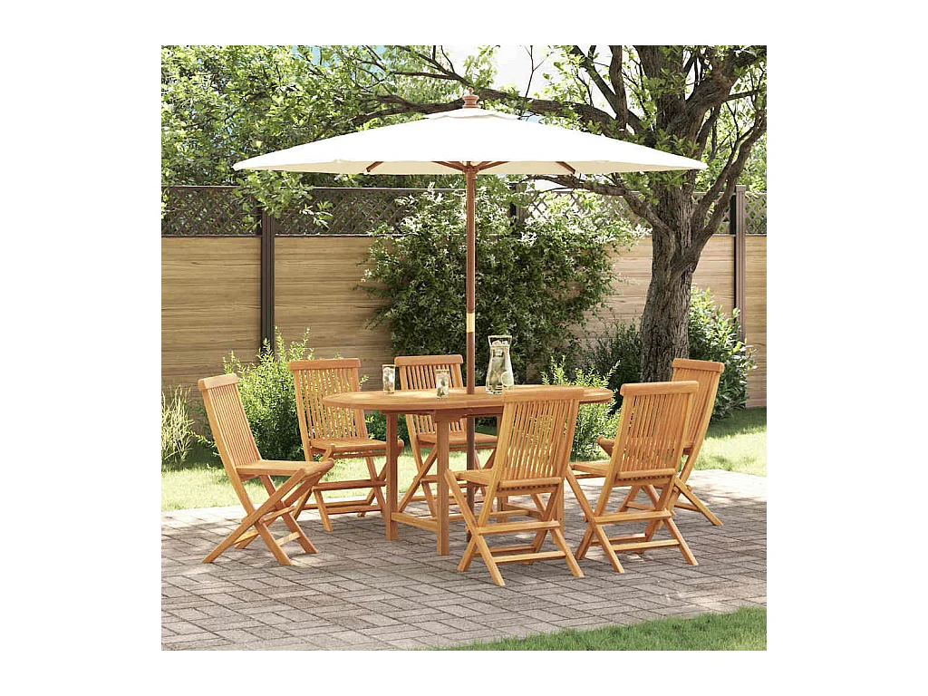 Ensemble de salle à manger pour jardin 7 pcs Marron