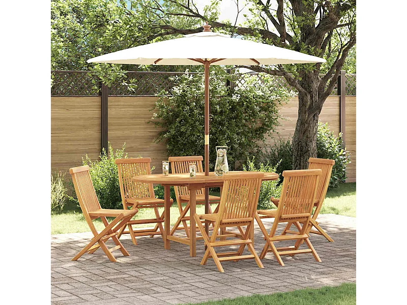 Ensemble de salle à manger pour jardin 7 pcs Marron