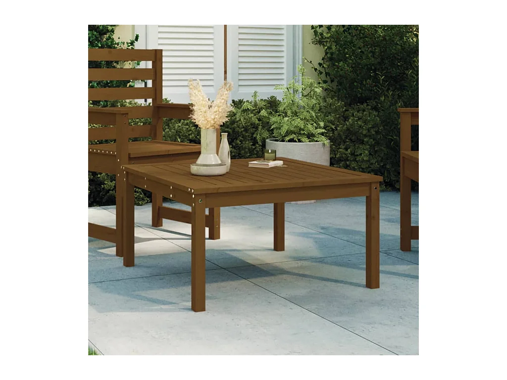 Mesa de jardín marrón miel 82,5x82,5x45 cm madera maciza de pino