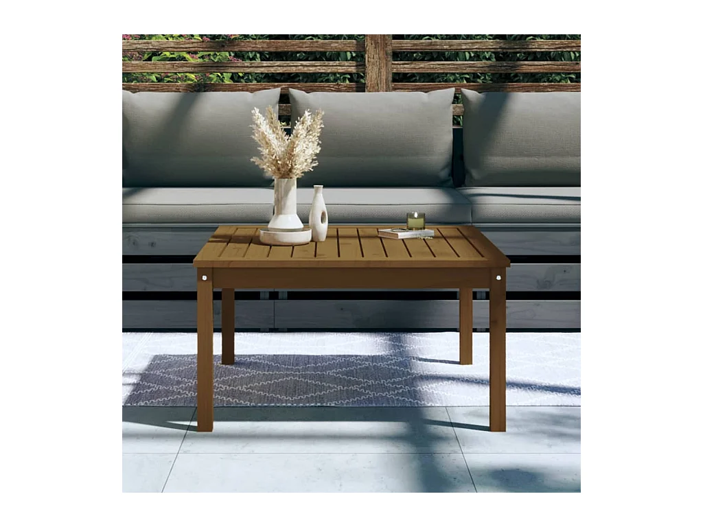 Mesa de jardín marrón miel 82,5x82,5x45 cm madera maciza de pino