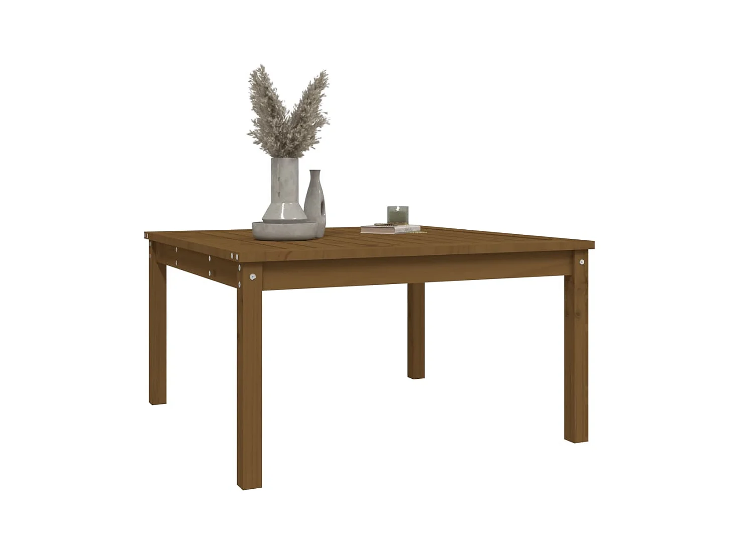 Mesa de jardín marrón miel 82,5x82,5x45 cm madera maciza de pino