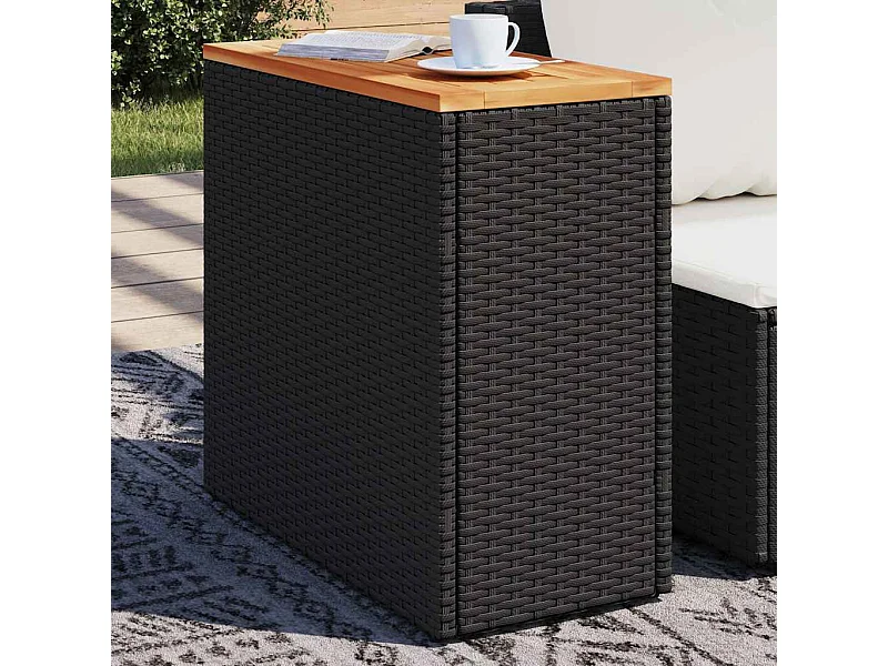 Tavolino da giardino con piano in legno nero 58x27,5x55 cm