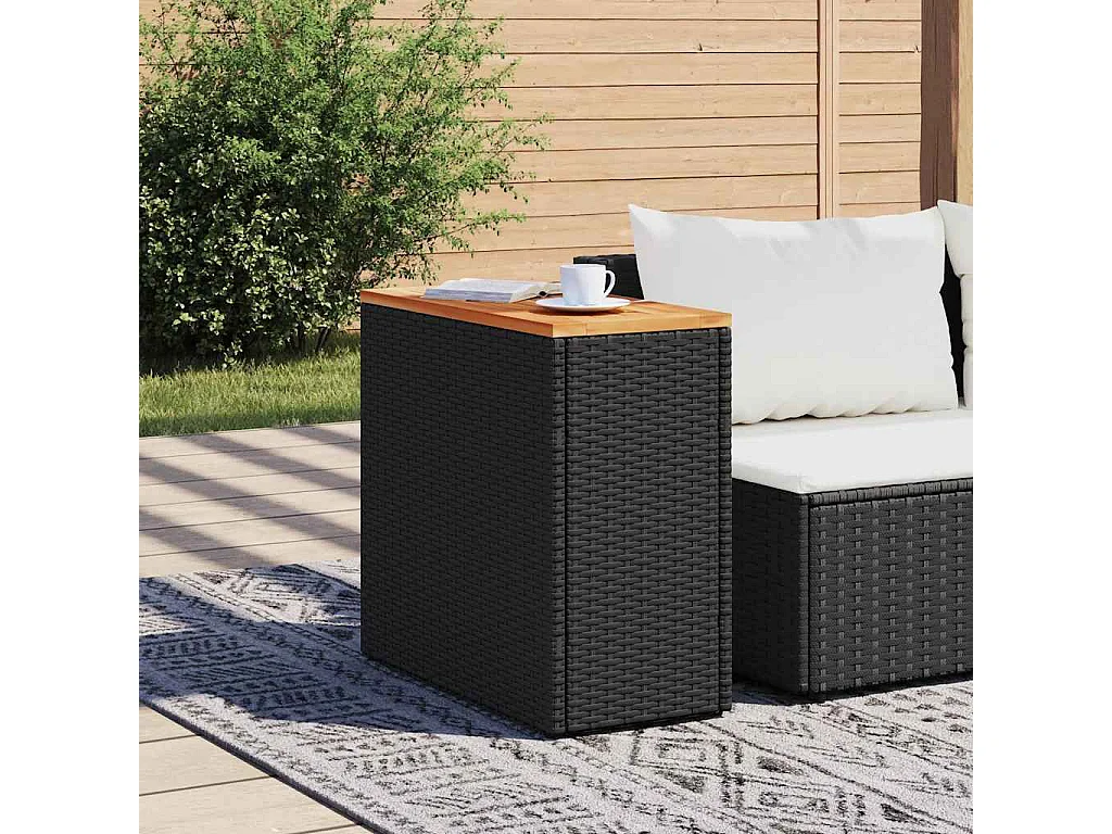 Tavolino da giardino con piano in legno nero 58x27,5x55 cm