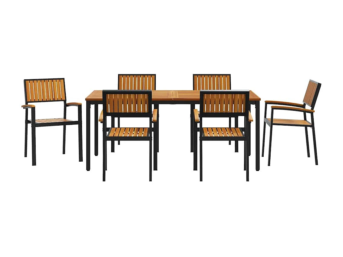 Ensemble de salle à manger pour jardin 7 pcs Noir et marron