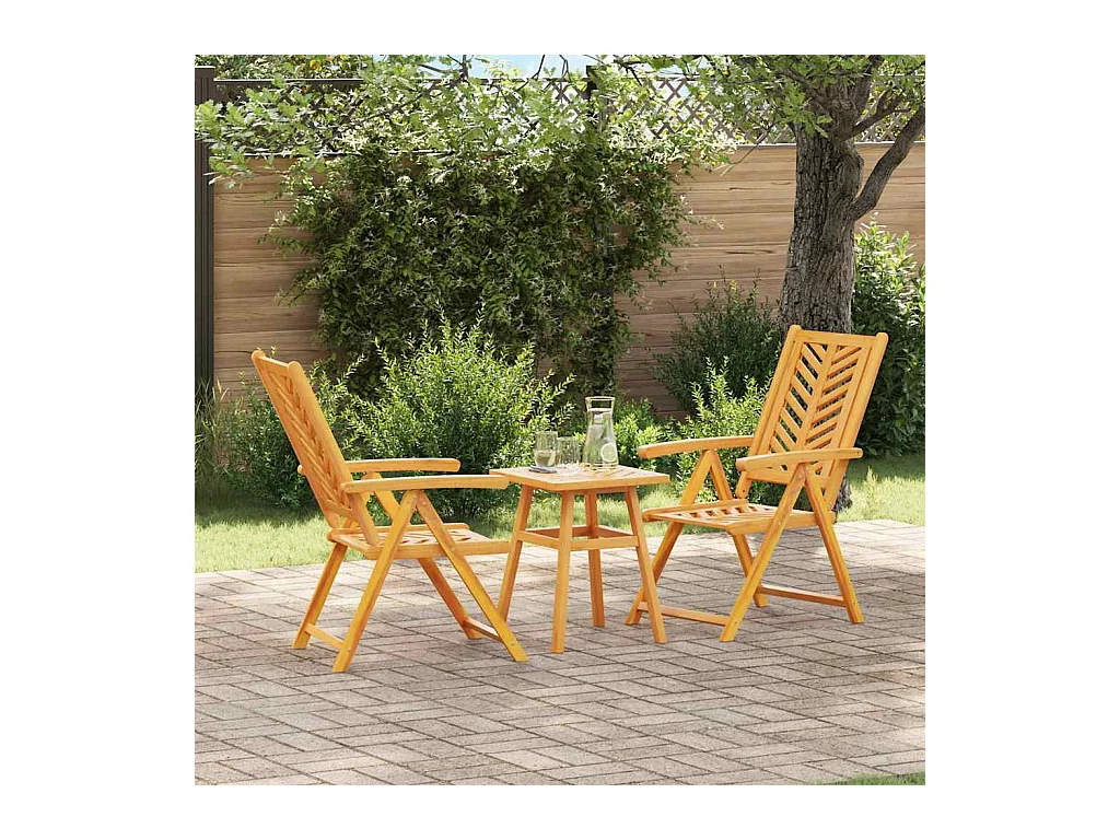 Ensemble bistro de jardin 3 pcs Marron Bois d'acacia massif