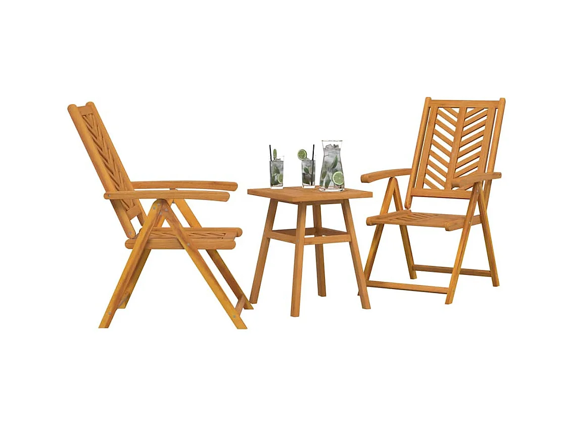 Ensemble bistro de jardin 3 pcs Marron Bois d'acacia massif