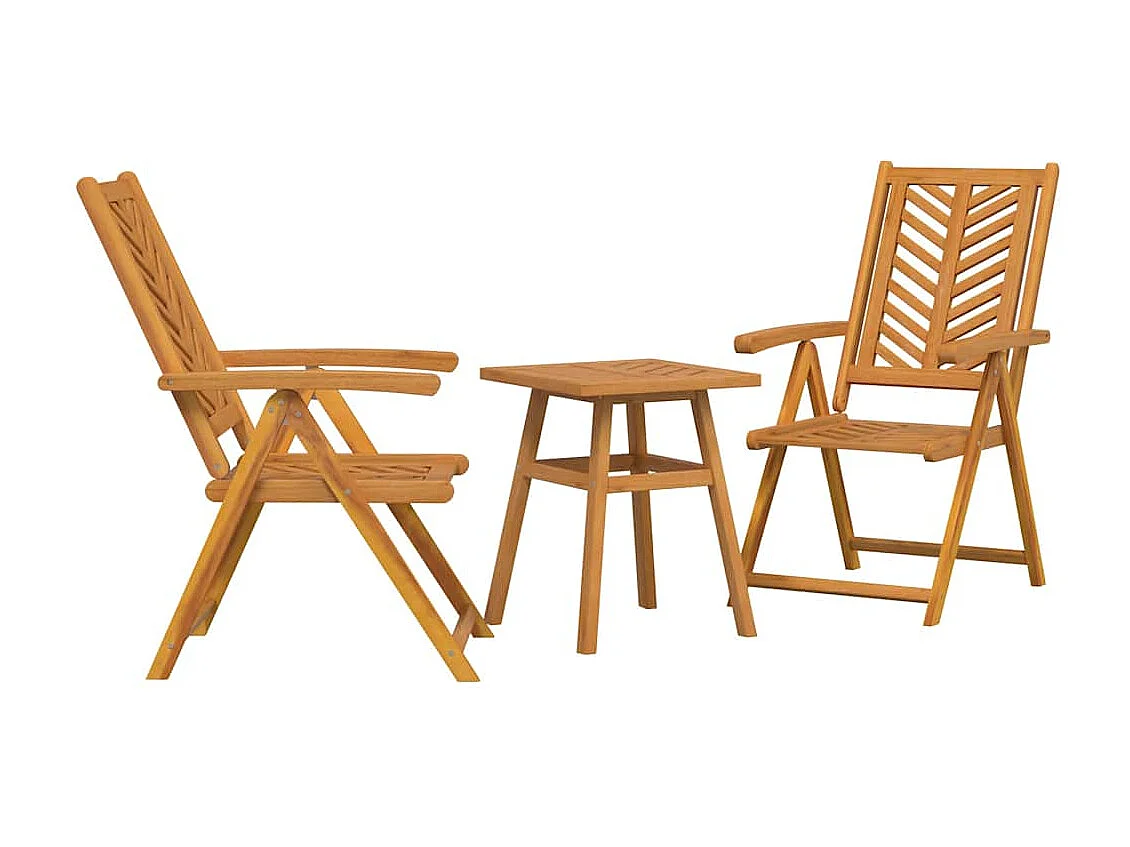 3-delige tuinbistroset Bruin Massief acaciahout