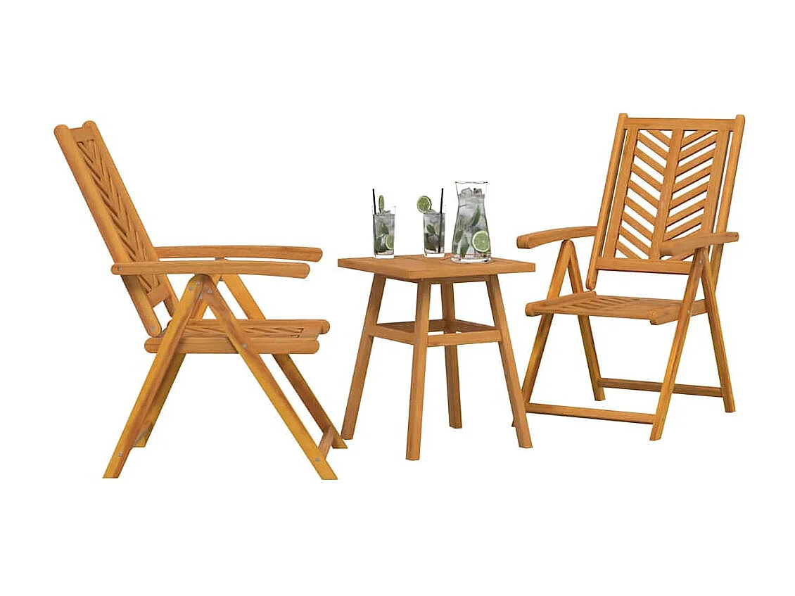 3-delige tuinbistroset Bruin Massief acaciahout