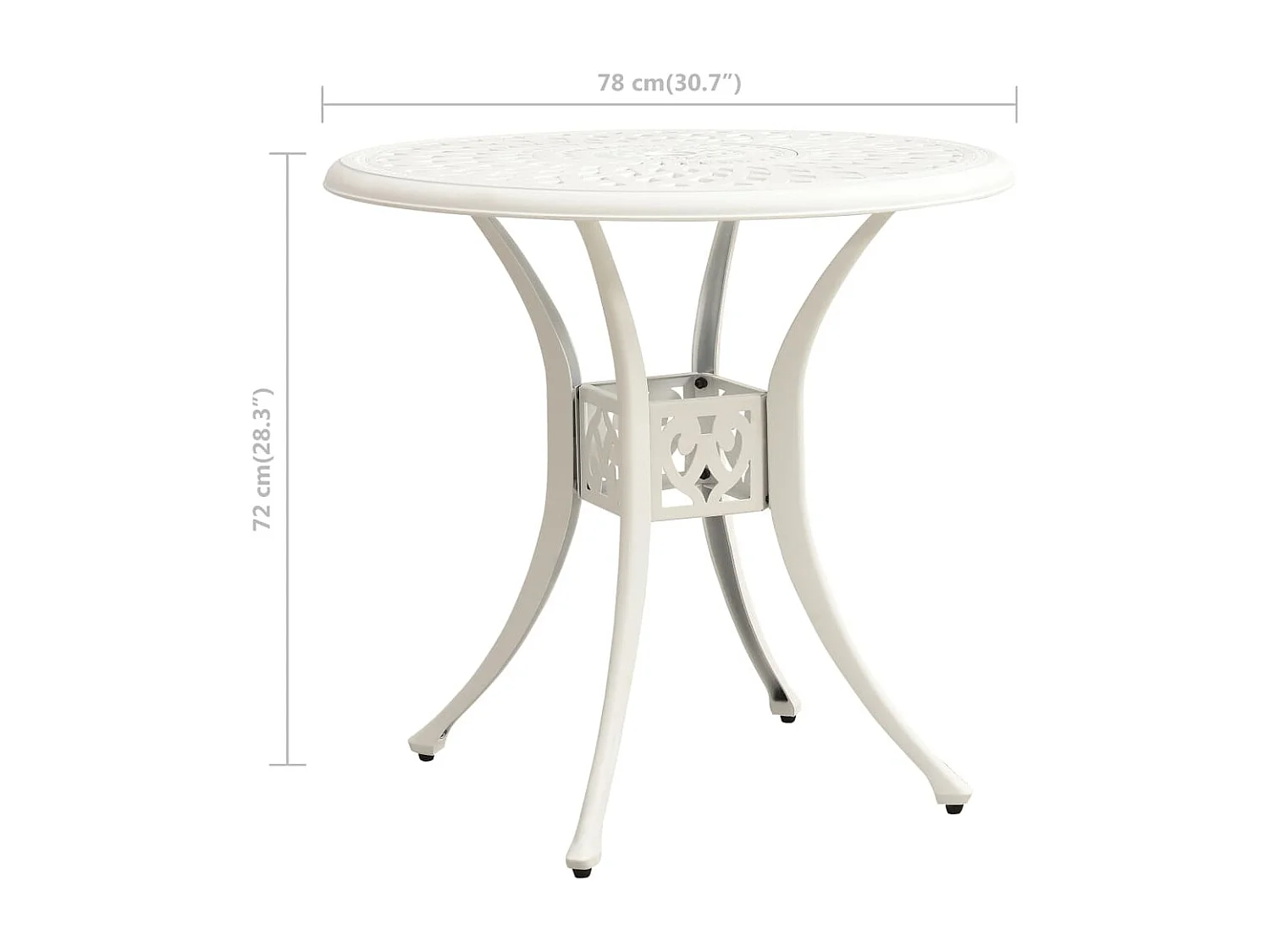 Tavolo da giardino Bianco 78x78x72 cm Alluminio pressofuso