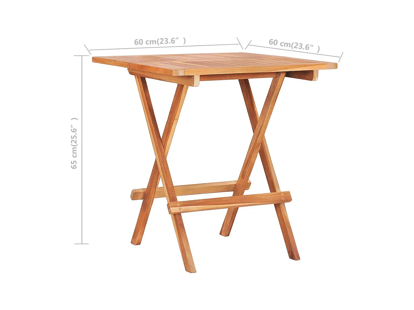 Opklapbare bistrotafel 60x60x65 cm Massief teakhout