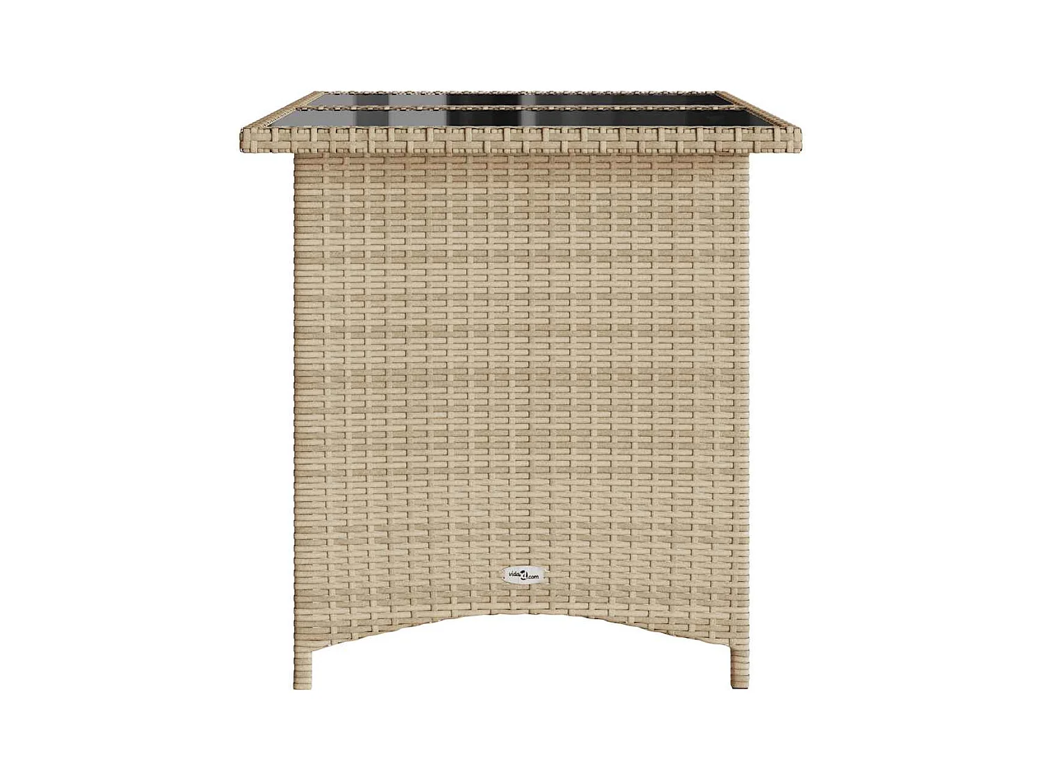 Tuintafel met beige glazen blad 110x68x70 cm rotan