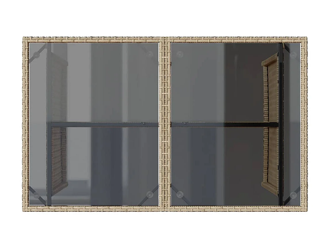 Tuintafel met beige glazen blad 110x68x70 cm rotan