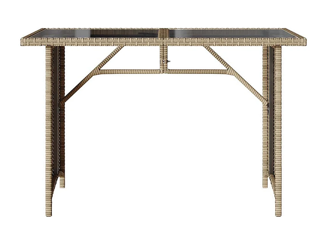 Mesa de jardín con tapa de cristal beige 110x68x70 cm ratán