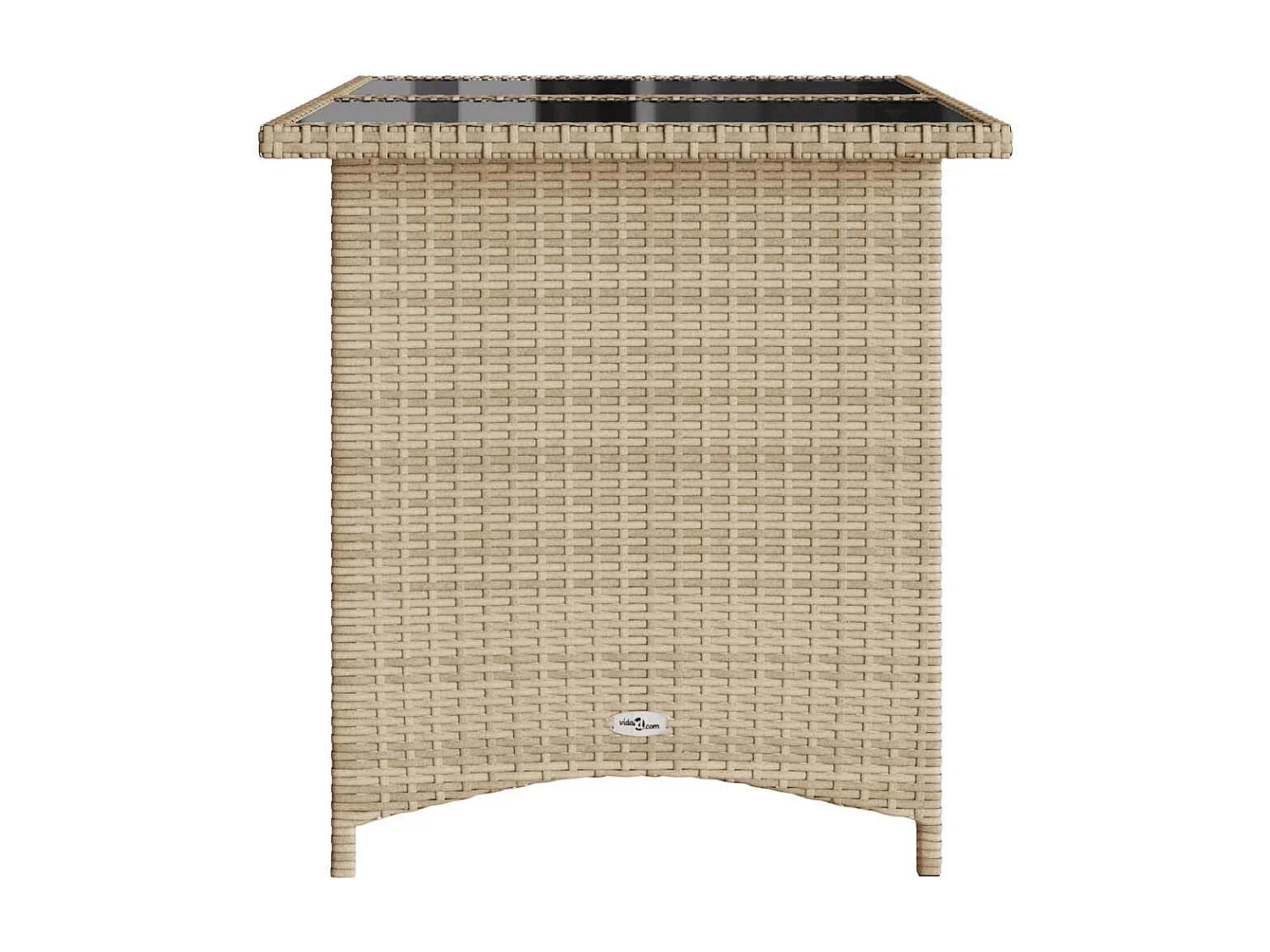 Mesa de jardín con tapa de cristal beige 110x68x70 cm ratán