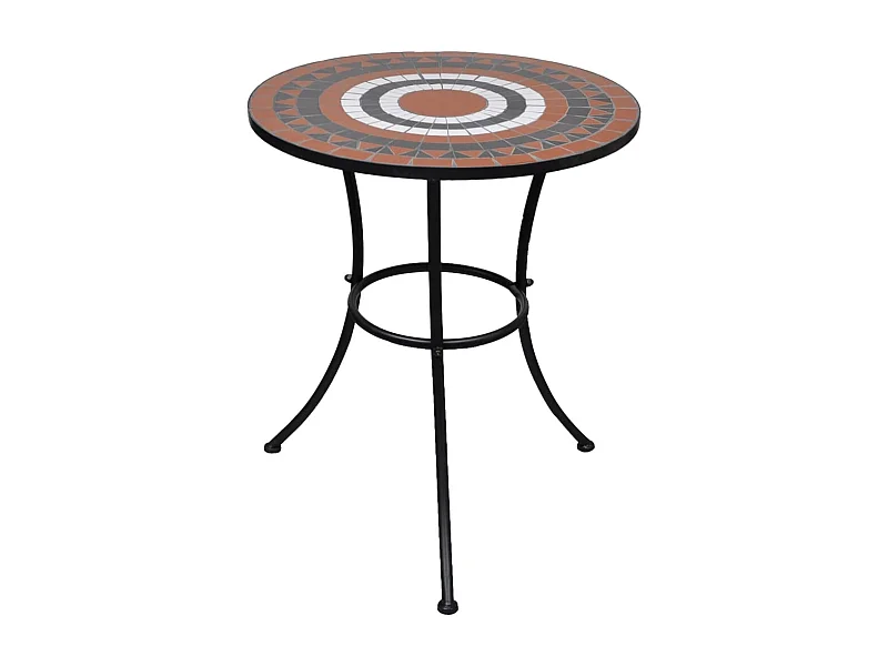 Terracotta en witte bistrotafel 60 cm Mozaïek