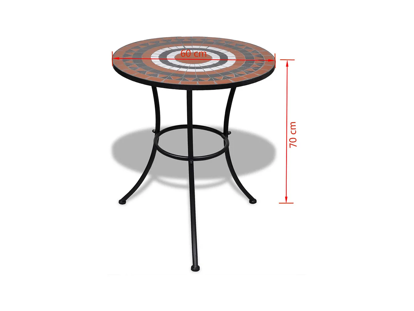 Terracotta en witte bistrotafel 60 cm Mozaïek