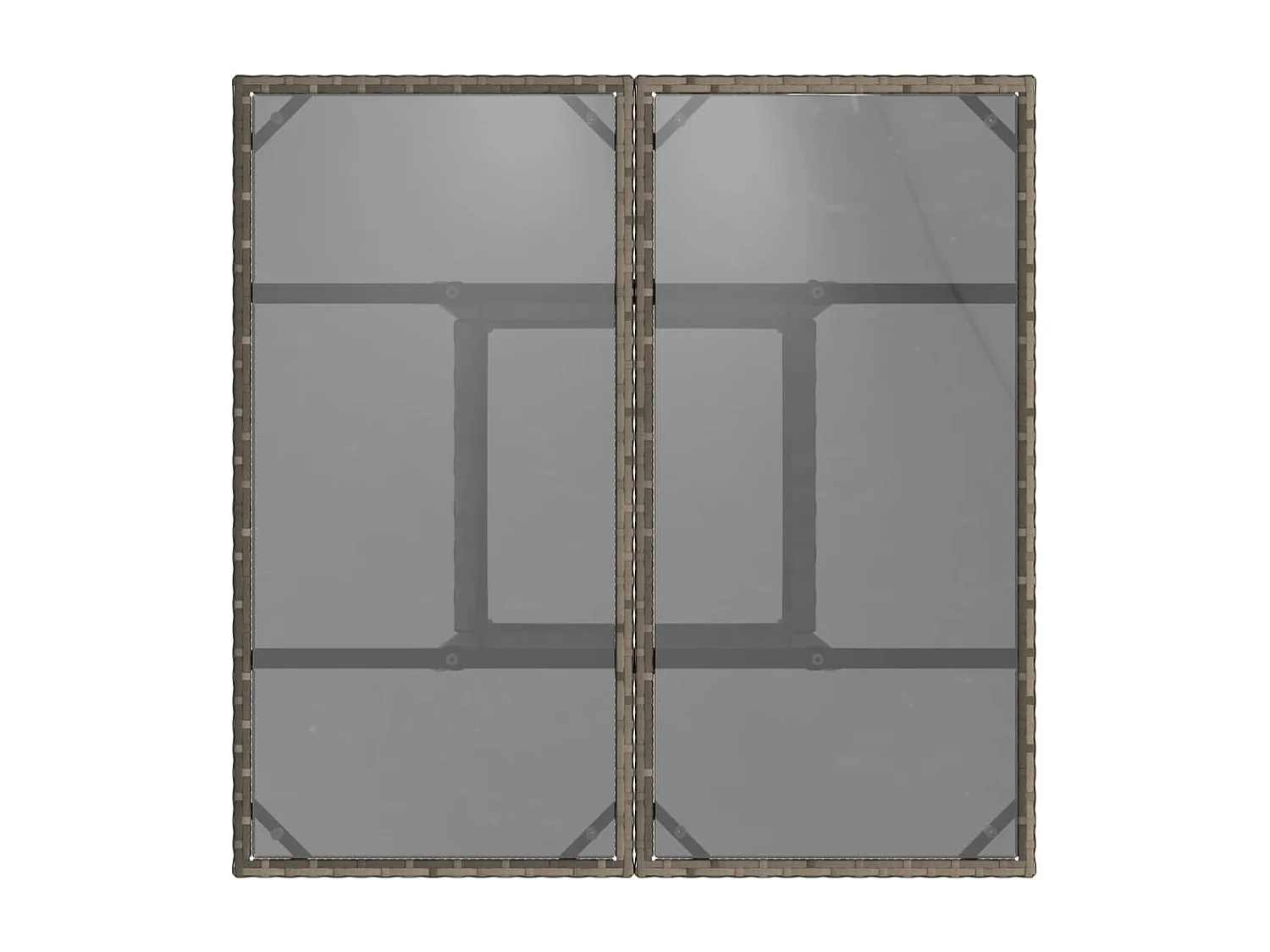 Tuintafel met grijs glazen blad 80x80x75 cm geweven hars