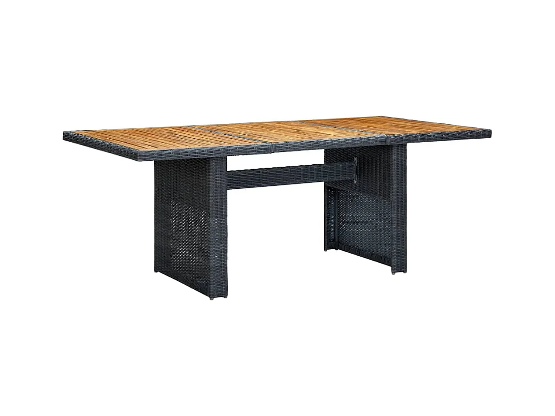 Donkergrijze tuintafel van riet en acaciahout