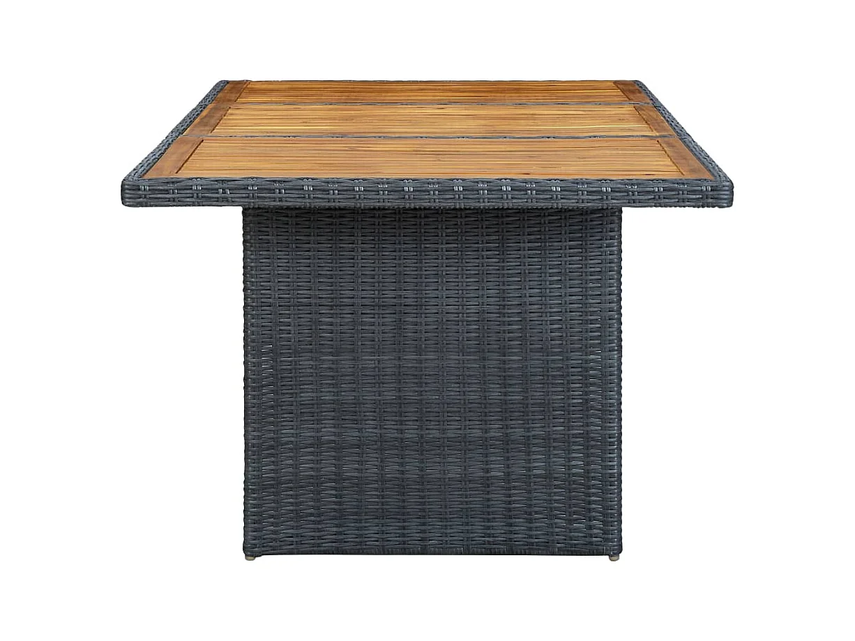 Donkergrijze tuintafel van riet en acaciahout