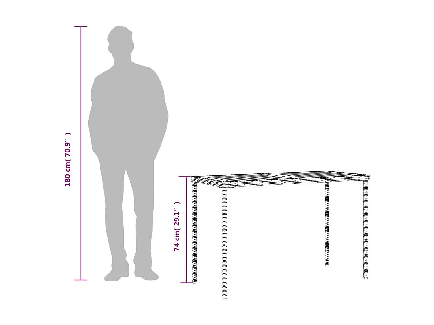 Gartentisch mit schwarzer Akazienholzplatte 115x54x74 cm