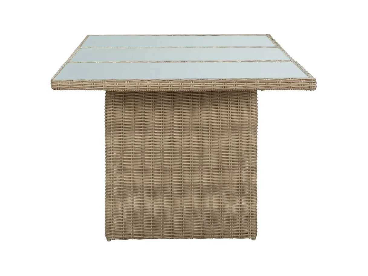 Bruine eettafel 200x100x74 cm Glas en geweven hars