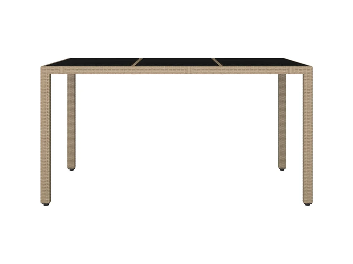 Tuintafel met glazen blad, geweven hars en gehard glas