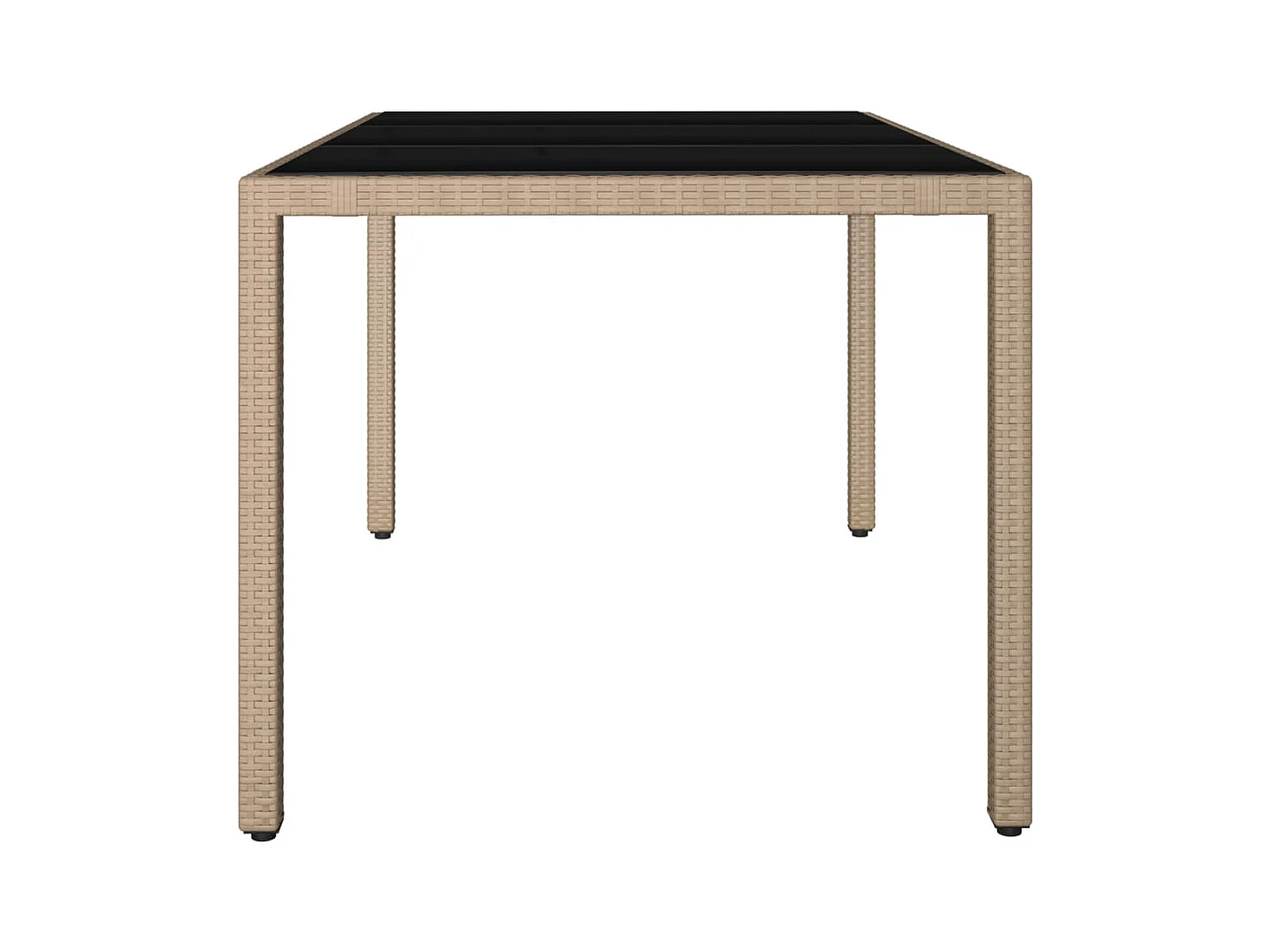 Tuintafel met glazen blad, geweven hars en gehard glas