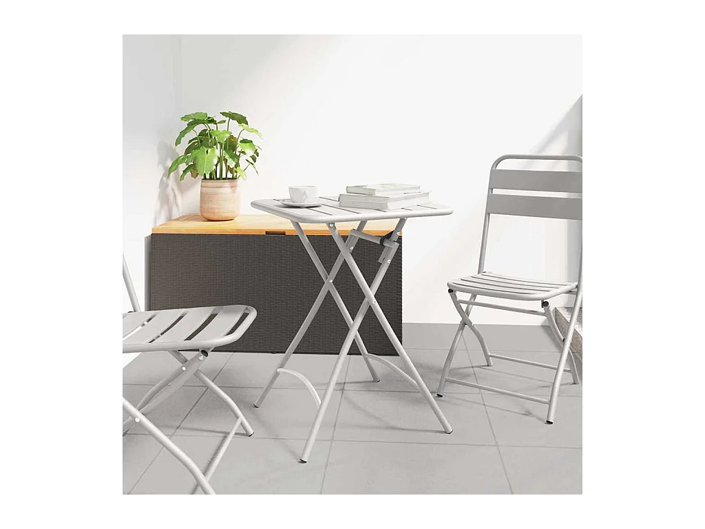 Table de Jardin Beige 55 x 55 x 73 cm Acier revêtu de poudre