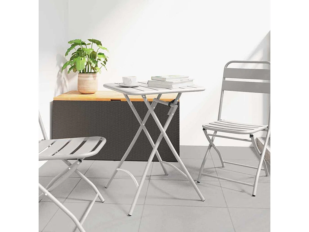 Tavolo da giardino beige 55 x 55 x 73 cm in acciaio verniciato a polvere