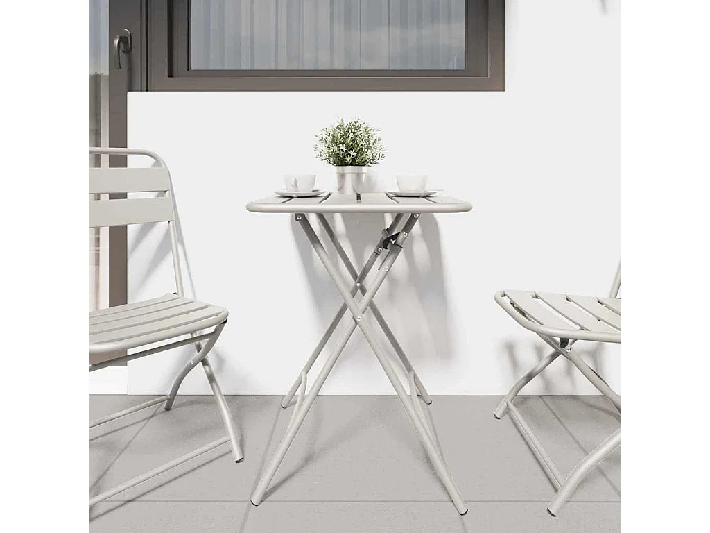 Tavolo da giardino beige 55 x 55 x 73 cm in acciaio verniciato a polvere
