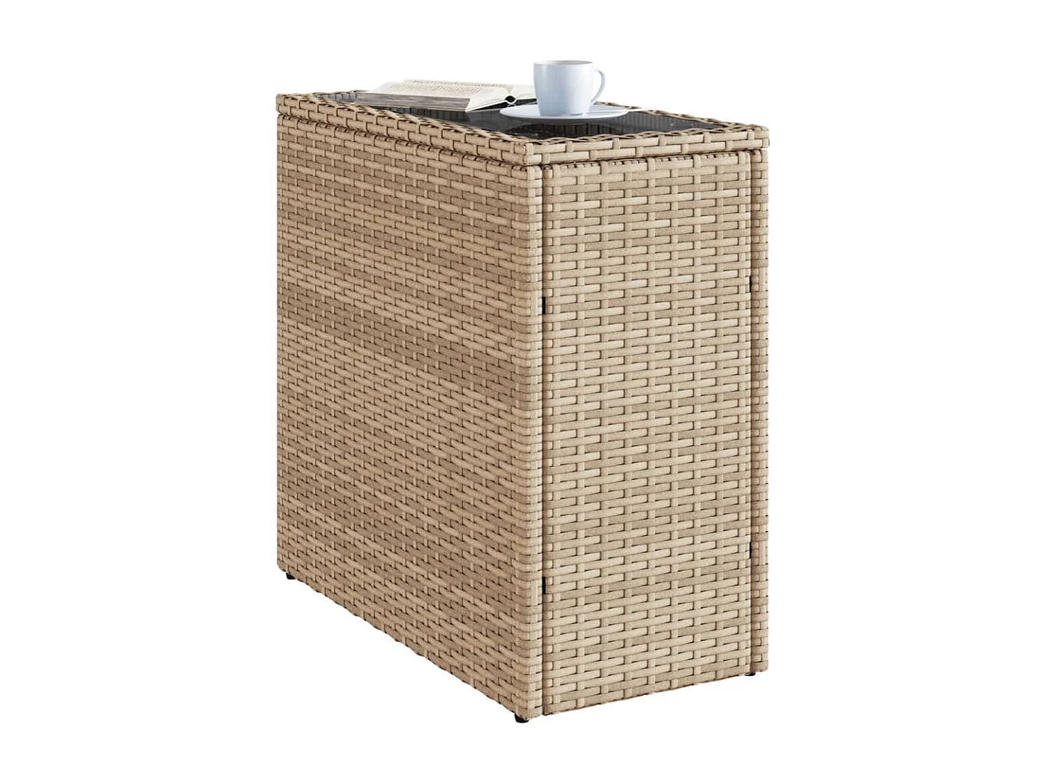 Tuintafel met beige rotan glazen blad