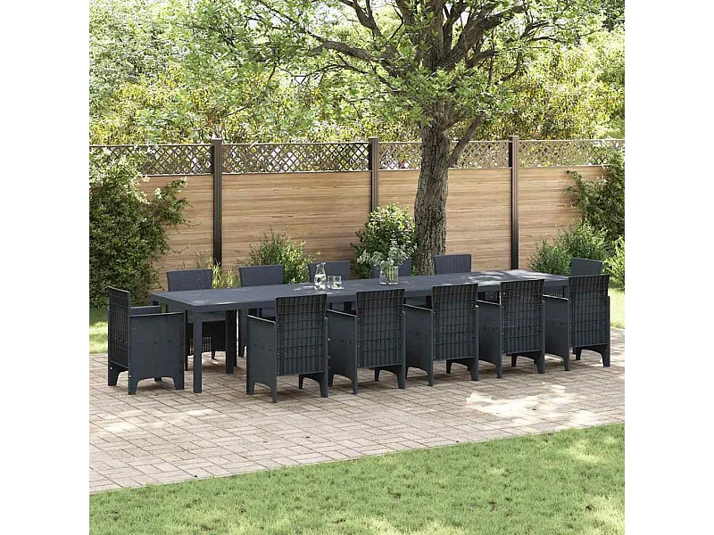 Tavolo da giardino antracite 400 x 100 x 73 cm polyrattan