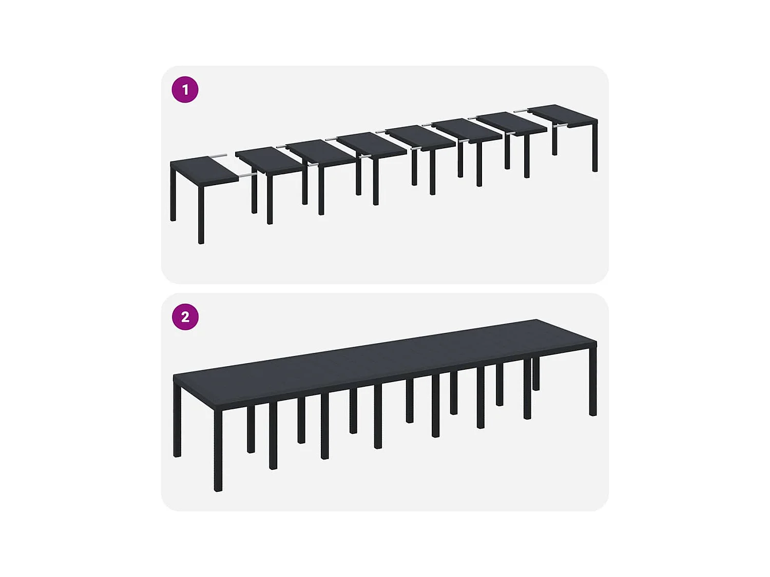 Table de Jardin Anthracite 400 x 100 x 73 cm polyrotin