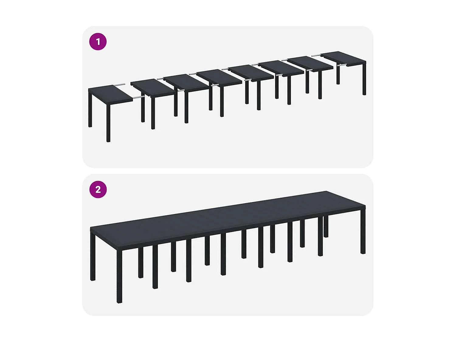 Table de Jardin Anthracite 400 x 100 x 73 cm polyrotin