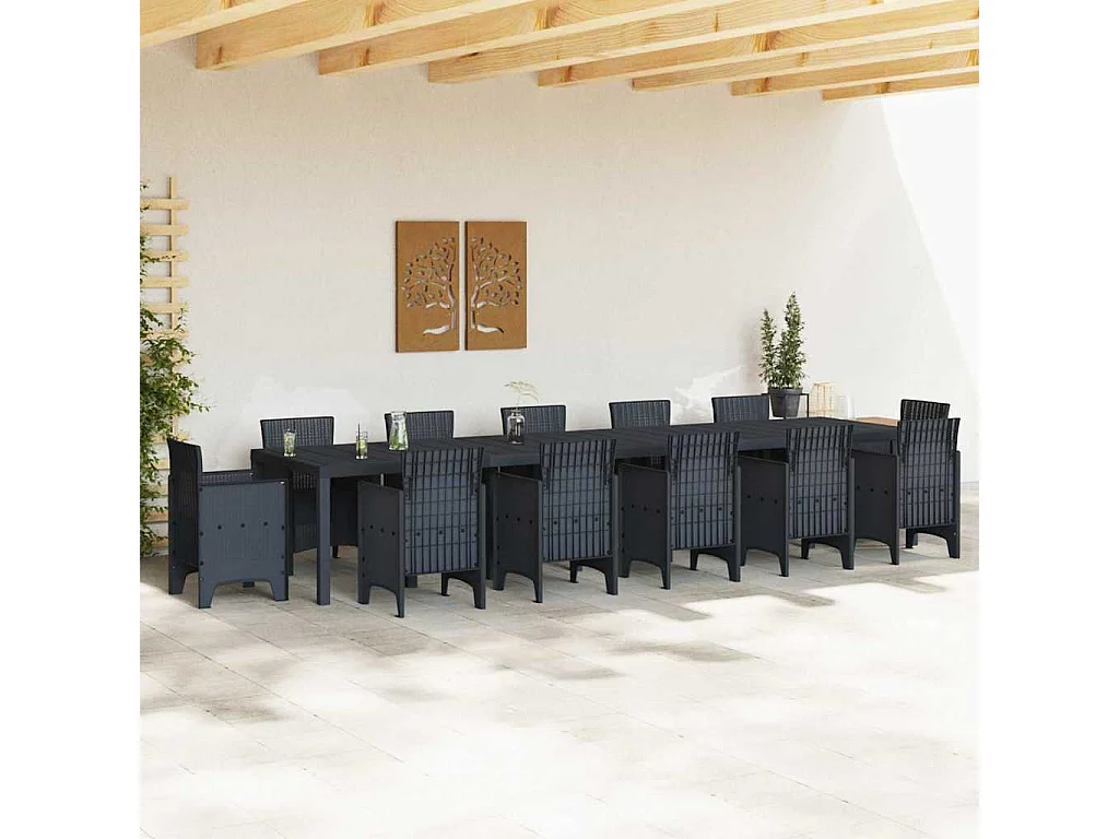 Anthrazit Gartentisch 400 x 100 x 73 cm Polyrattan