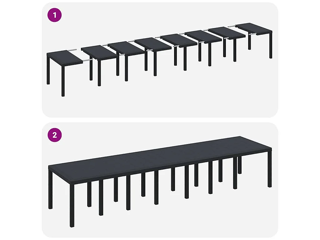 Anthrazit Gartentisch 400 x 100 x 73 cm Polyrattan