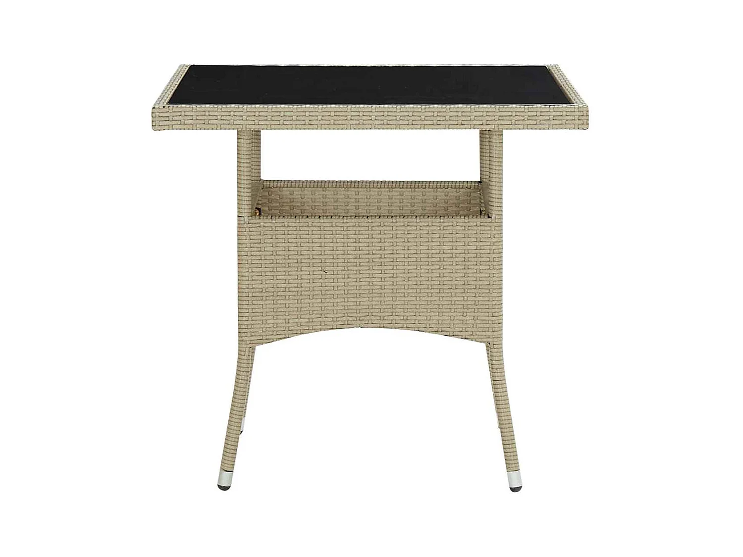 Beige eettafel voor buiten in geweven hars en glas