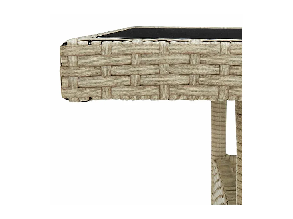 Beige eettafel voor buiten in geweven hars en glas