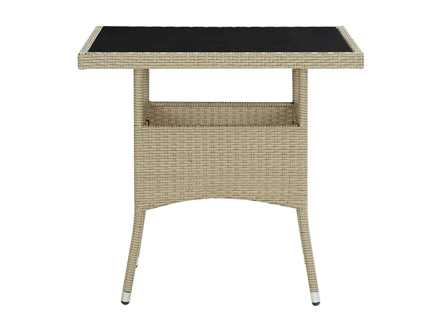 Tavolo da pranzo per esterni beige in resina intrecciata e vetro