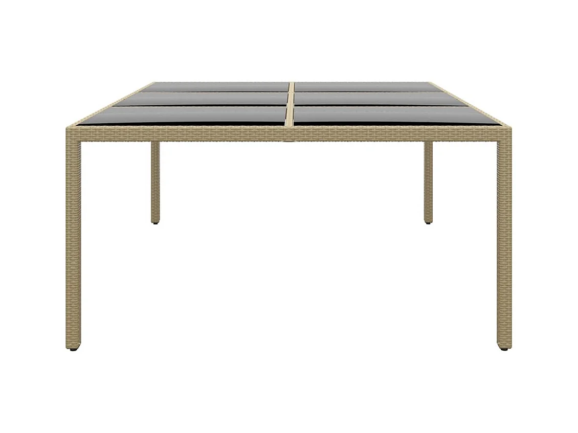 Mesa de jardín 200x150x75 cm Cristal templado/resina tejida Beige