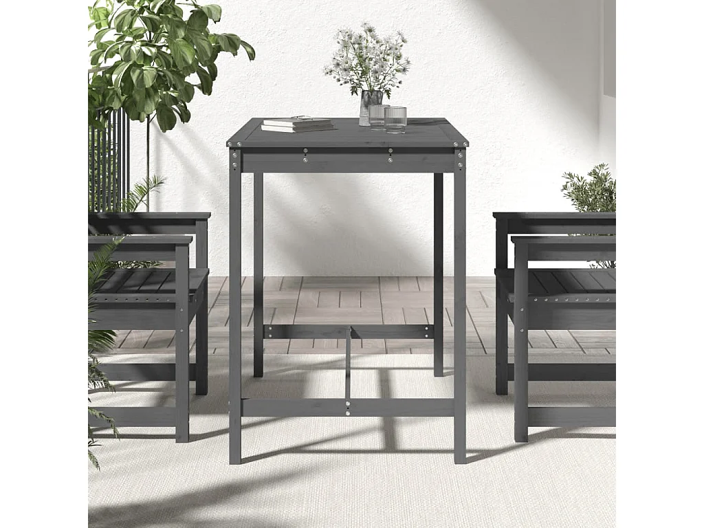 Mesa de jardín gris 121x82,5x110 cm madera maciza de pino